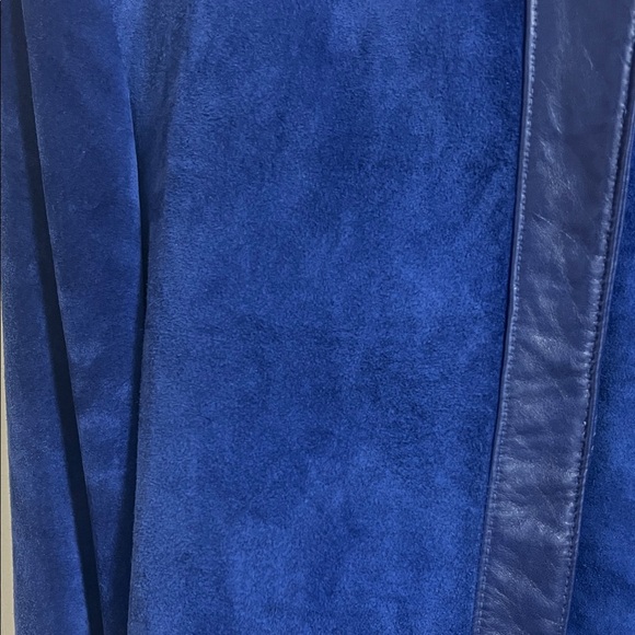 Beautiful Vintage Royal Blue Suede and Leather Suit - Picture 4 of 12